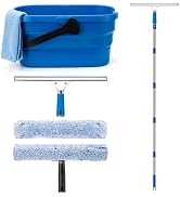Professional Window Cleaning Kit with Collapsible Bucket 3 Gallon, 65 Inch | 14" Window Squeegee ...