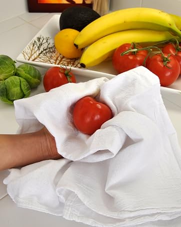 Nouvelle Legende Cotton Flour Sack Towel, 28 by 29 Inches, White, Pack of 4
