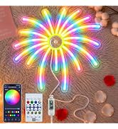 ZSLAIFU Fireworks Neon Sign Dimmable RGB+IC USB LED Neon Sign USB Powered Fireworks Decorative Si...
