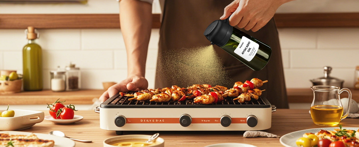 2 in 1 Glass Oil Sprayer & Dispenser, 470ml Glass Olive Oil Sprayer,Cooking Oil Sprayer,Salad
