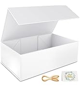RYDDOY White Gift Box, 9.5x6x3'' Gift boxes for Presents with Lids Magnetic Closure Rectangle Col...