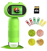 Aikokkl Kids Digital Microscope Camera with 2.0" Screen & 8GB Card – Portable Handheld Science Ki...
