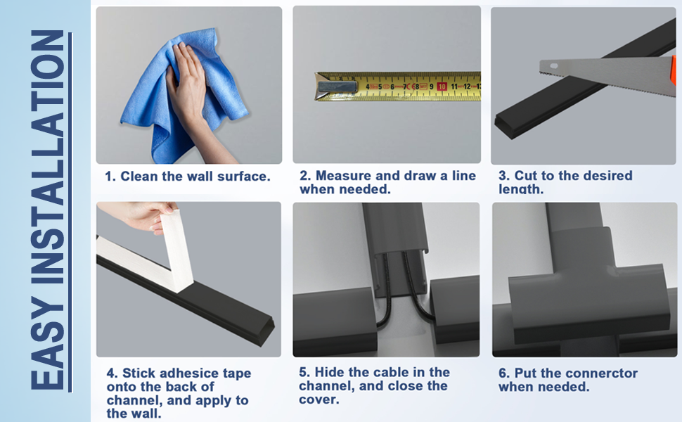 Cable cover channel easy installation A+