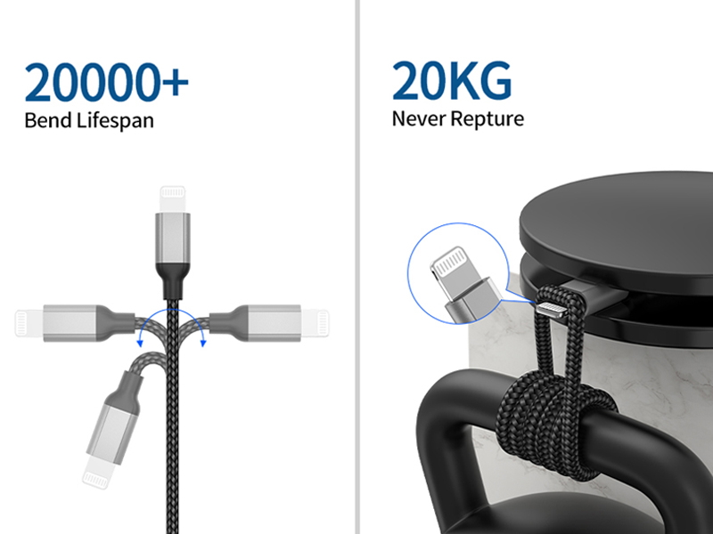 durable apple lightning cable of 3 pack