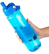 Fanhaw 32 oz Clear Water Bottle with Straw Lid - Tritan, BPA-Free, Lightweight, Wide Mouth, Leak-...