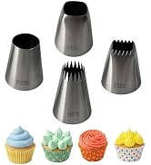4-Piece Extra Large Piping Tips | 4 Jumbo Frosting Nozzles for Thick Cookie Dough, Churros, Eclai...