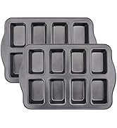 Lawei 2 Pack Mini Loaf Pan - 8 Cavity Non-Stick Bread Pans Carbon Steel Baking Pan