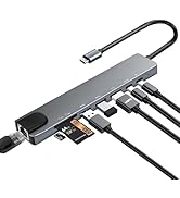 USB C Hub Multiport Adapter, 8 in 1 USBC Dongle with 4K HDMI, RJ45 Ethernet, 100W PD Charging, US...
