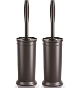 Toilet Brush and Holder 2 Pack, Toilet Bowl Brush with Extra Long Handle, Toilet Scrubber and Cov...