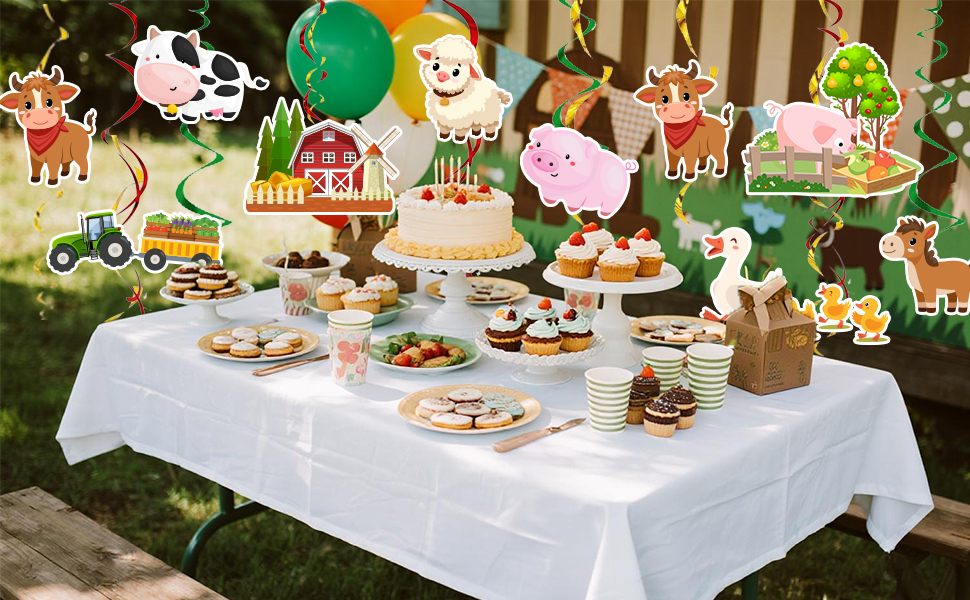 farm animals hanging party decorations