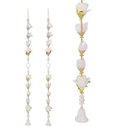 Set of 2 Door Hanging with Artificial Rose Flower Made up of String Hanging Beads with Bell for H...