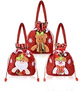 Liobelon 3Pcs Christmas Gift Doll Bags Reusable Drawstring Gift Bags 3D Xmas Gift Bags, Santa Sno...