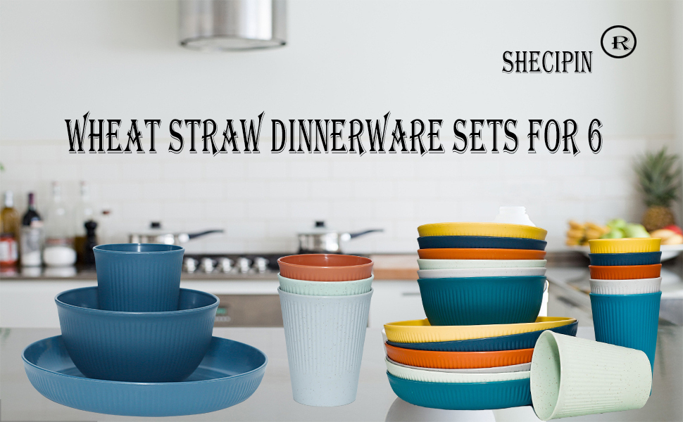 Wheat Straw Dinnerware Sets for 6