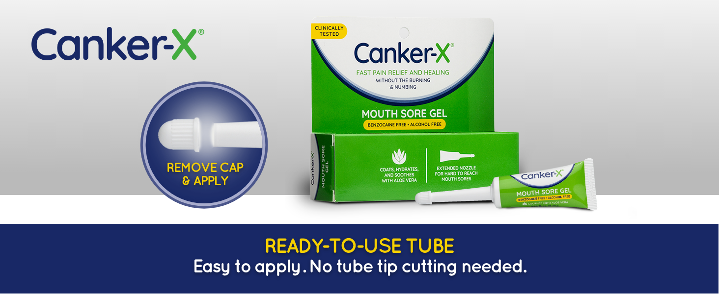 Canker x mouth sore gel ready to use easy applicator aloe vera