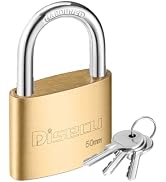 Disecu Solid Brass Keyed Padlock, 2 Inch (50mm) Wide Body, 1.7 Inch Shackle Outdoor Waterproof Lo...