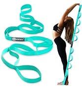 Premium Durable Cotton Stretch Strap with 10or12 Loops, Non-Elastic Yoga Strap for Stretching, Mu...