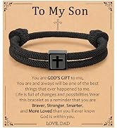 Gnamy Cross Bracelet for Boys Men Kids, Adjustable Rope Bracelet Easter Birthday Christian Religi...