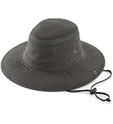 Home Prefer UPF 50+ Wide Brim Sun Hat Mesh Crown Foldable Cotton Bucket Cowboy Hat for Men Safari...