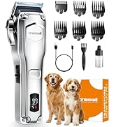 oneisall Dog Clippers for Grooming Thick Hair,Low Noise Dogs Grooming Kit with Detachable Stainle...