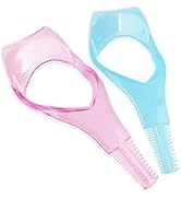 2Pcs Pink and Blue 3in1 Mascara Shield Guard Eyelash Brush Curler Guide Applicator Comb Makeup To...