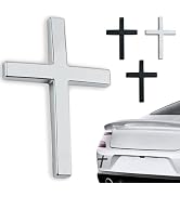 4 PCS Metal Jesus Christ Cross Badge Stickers for Car & Truck Body Fender Tail - 2.5"×1.8" 3D Chr...