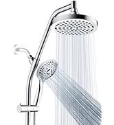 BRIGHT SHOWERS Rain Shower Head Combo with Solid Brass Slide Bar & Diverter, Dual High Pressure S...
