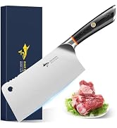 MAD SHARK Meat Cleaver, Professional 7.5 Inch Bone Chopping Butcher Knife with Heavy Duty Blade, ...