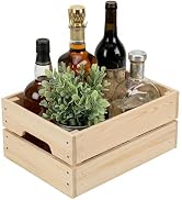 WOPITUES Wooden Crate,Wood Crates for Storage,Stackable Pantry Bins and Pantry Organizers with Ha...