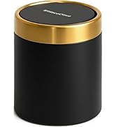 SolaceCove Desktop Trash can with Lid,0.4 Gal Stainless Steel Counter Top Trash Can Mini Bathroom...