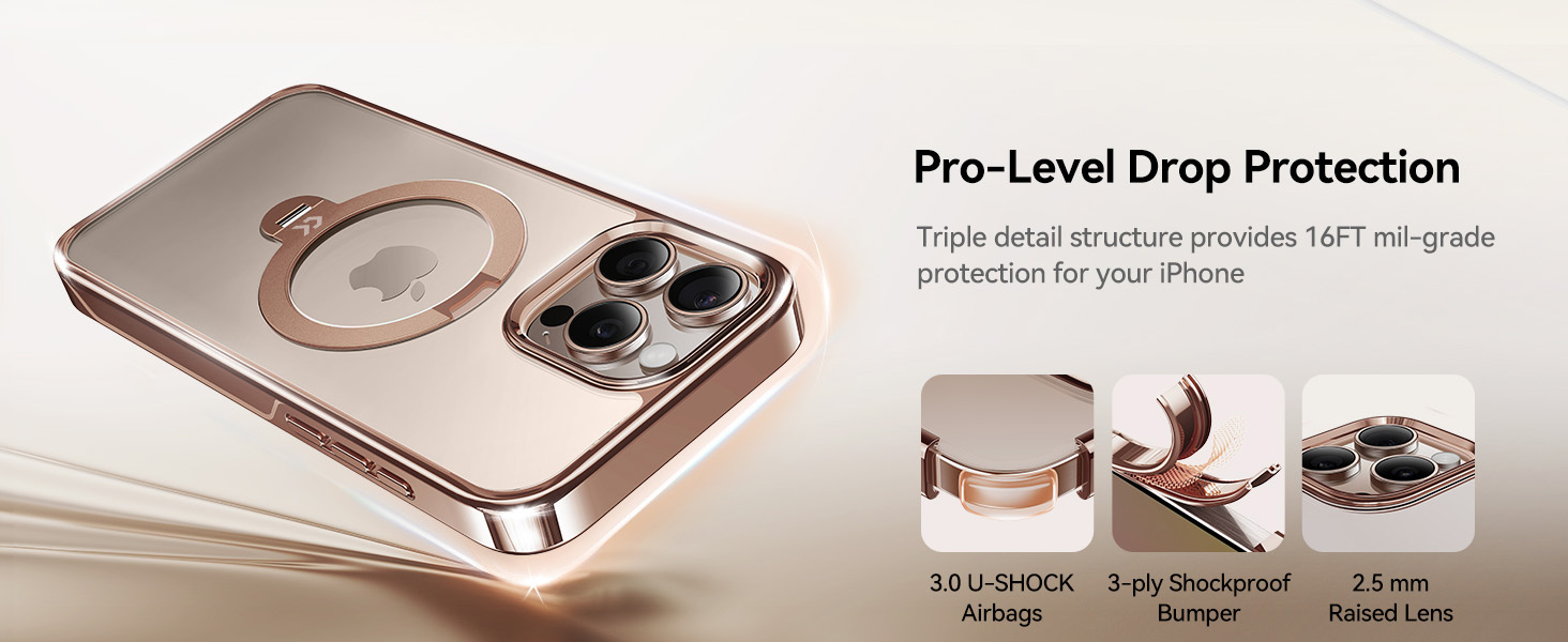 iphone 16 pro max case with 360° spin stand, Desert Titanium Gold
