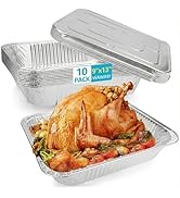 WAWINY 9x13 Thickened Aluminum Foil Pans With Lids, 10Pack Extra Deep Disposable Aluminum Pans fo...