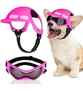 SlowTon Dog Helmet and Goggles - UV Protection Doggy Sunglasses Dog Glasses Pet Motorcycle Helmet...