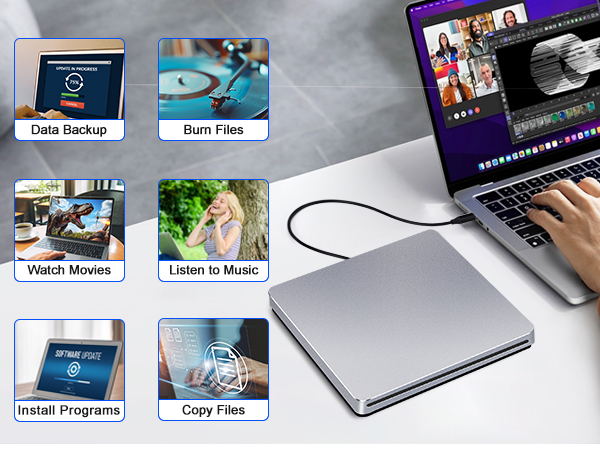 This cd reader for Mac can be used the media player software to read and write various discs easily