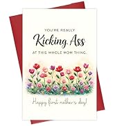 Alcarin Funny First Mothers Day Card Gifts for Mom from Son, Daughter or Kids, Cute & Hilarious C...