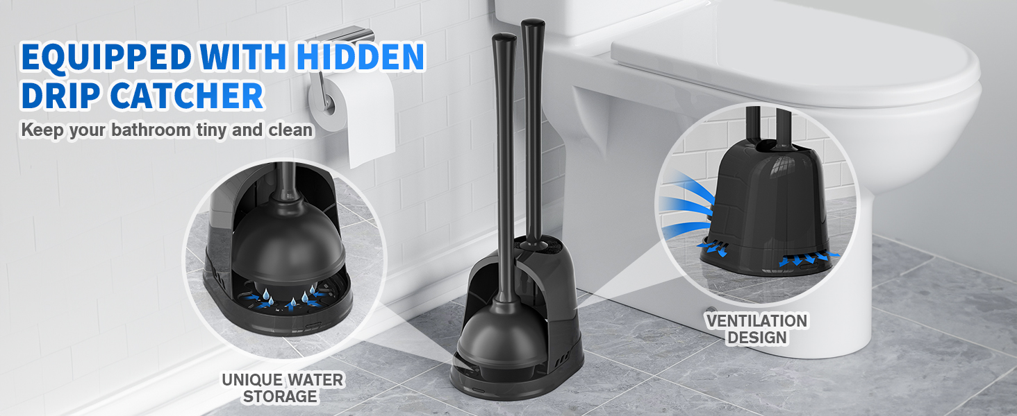 toilet plunger and brush set gray
