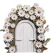 White Daisy Frame Fairy Door - Tree Stump Decor, Fairy Door and Windows for Trees Glow in The Dar...