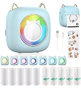 HUIJUTCHEN Mini Printer Portable, Bluetooth Pocket Thermal Sticker Printer with 10 Rolls Thermal ...