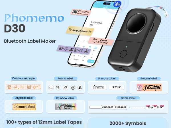 Phomemo D30 Mini Bluetooth Label Maker Machine