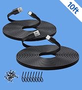 ANLINK 2 Pack 10ft 3M Flat Type USB C Cable, Charging and Data Sync, USB A to USB C Power Chargin...