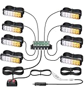 EYPINS 8x12 LED Strobe Light Kit - Surface-Mount Emergency Hazard Warning Strobe Lights for Truck...