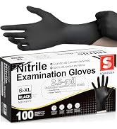 Schneider Medical Black Nitrile Gloves, Powder Free, Disposable Gloves Latex Free for Medical Exa...