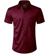 J.VER Mens Short Sleeve Dress Shirts Solid Wrinkle Free Casual Button Down Shirt with Pocket