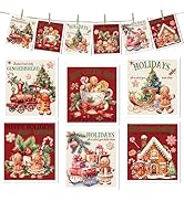 Gingerbread Christmas Swedish Dishcloths for Kitchen, 6 Pcs Cute Absorbent Gingerbread Swedish Di...