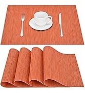 GIVERARE Placemats Set of 4, Heat-Resistant Woven Vinyl Placemat, Non-Slip Washable PVC Table Mat...