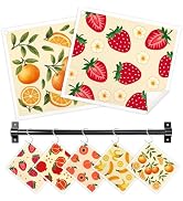 Nyixblyre Swedish Dishcloths for Kitchen, 5 Pack Fruit Reusable Paper Towels with 3 Hooks, Washab...