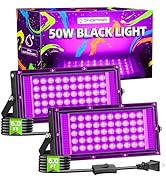 JNGMAIR 50W Black Lights, IP66 Waterproof Outdoor LED Black Light Floodlights with Switch, Plug, ...