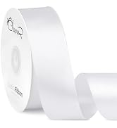 CLUEWR Double Faced White Satin Ribbon, 1-1/2 Inches 50 Yards Fabric Ribbon Roll for Flower Bouqu...