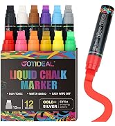 GOTIDEAL 12 Colors Jumbo Window Markers, Bold Car Markers, Chalkboard Markers for Kids Restaurant...