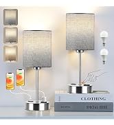 PARTPHONER Touch Table Lamps for Bedroom Set of 2, Bedside Nightstand Lamps with USB Port and Pow...