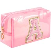 WHHJM Initial Clear Makeup Bag Personalized Preppy Cosmetic Bags for Teen Girls Women Travel Toil...